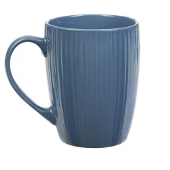Mug en porcelaine 35 cl bleu avec rainures verticales en relief^Gifi