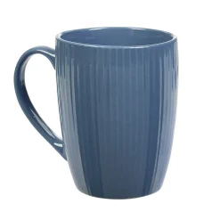 Mug en porcelaine 35 cl bleu avec rainures verticales en relief^Gifi