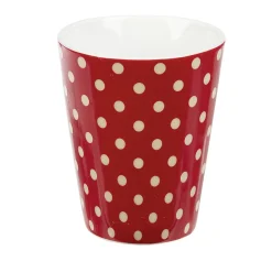 Mug en porcelaine rouge pois blanc 20 cl x4^Gifi Outlet