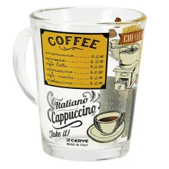 Mug en verre 31 cl transparent motif Menu Café^Gifi