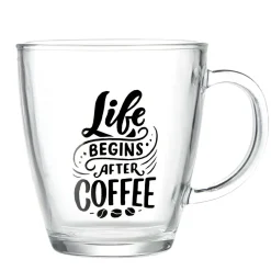 Mug en verre transparent motif wording 300ml H10,5cm^Gifi Outlet
