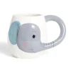 Mug éléphant dolomite blanc et gris Ø10xH10cm^Gifi Outlet
