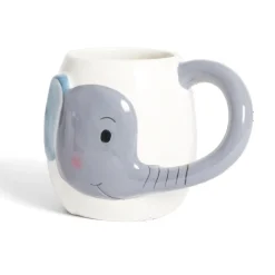 Mug éléphant dolomite blanc et gris Ø10xH10cm^Gifi Outlet