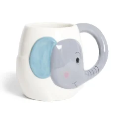 Mug éléphant dolomite blanc et gris Ø10xH10cm^Gifi Outlet