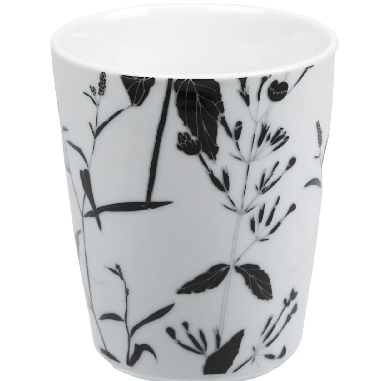 Mug noir décor tiges feuilles blanches^Gifi