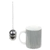 Mug porcelaine avec boule à thé inox noir blanc 35 cl^Gifi Best