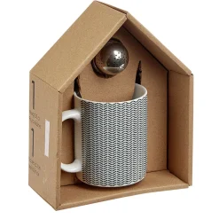 Mug porcelaine avec boule à thé inox noir blanc 35 cl^Gifi Best