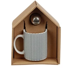 Mug porcelaine avec boule à thé inox noir blanc 35 cl^Gifi Best