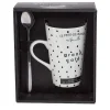 Mug porcelaine avec cuillère inox motif pois noir blanc 45 cl^Gifi Hot
