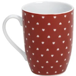 Mug rouge design coeurs blancs^Gifi Outlet