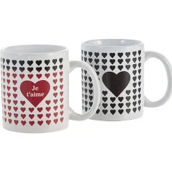 Mug thermoréactif coeur noir et rouge en grès x2^Gifi Best