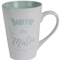 Mug XL faïence blanc et vert menthe^Gifi Hot