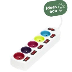Online Gifi Multiprise blanche 5 prises colorées