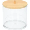 Sale Gifi Organisateur cosmétique rond transparent couvercle bambou