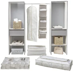 Rangement|Gifi Organisateur dressing motif triangle beige et blanc