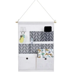 Rangement|Gifi Organisateur mural en tissu 7 poches design beige gris
