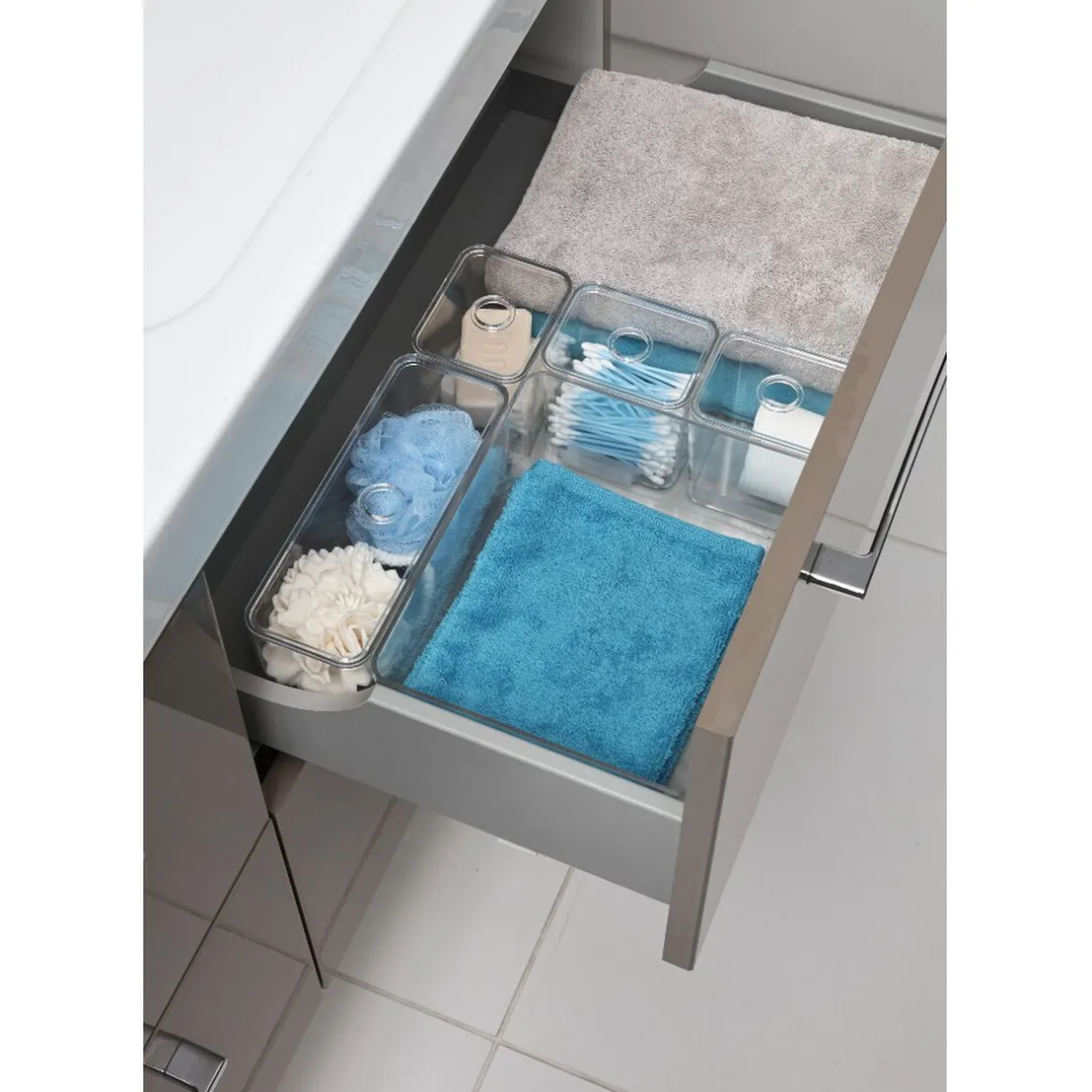 Gifi Organisateur tiroir salle de bain transparent x5