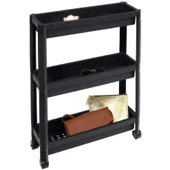 Rangement|Gifi Organiseur 3 niveaux à roulettes noir
