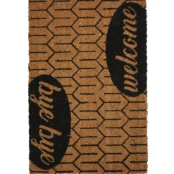 Nettoyage Et Entretien|Gifi Paillasson coco rectangulaire naturel motif Welcome Bye Bye