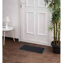 Nettoyage Et Entretien|Gifi Paillasson rectangulaire antidérapant avec bord PVC gris et noir