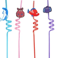 Paille tortillon fantaisie décor animaux x4^Gifi New