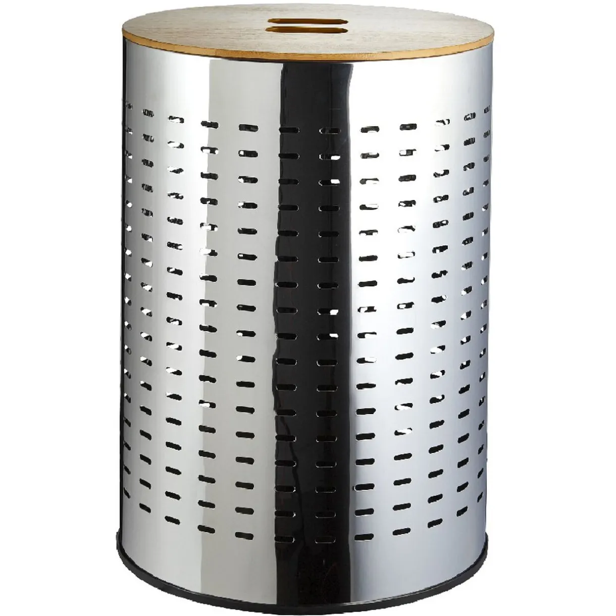 Entretien Du Linge|Gifi Panier à linge cylindrique métal et bois 55 L