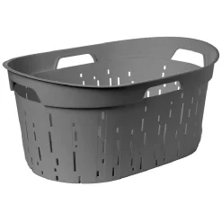 Entretien Du Linge|Gifi Panier à linge Moma plastique gris 42L - L60 x l40 x H27 cm