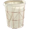 Entretien Du Linge|Gifi Panier à linge tissu beige armature métal bronze