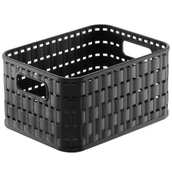 Entretien Du Linge|Gifi Panier A6 avec poignées design rotin ajouré noir 2 L