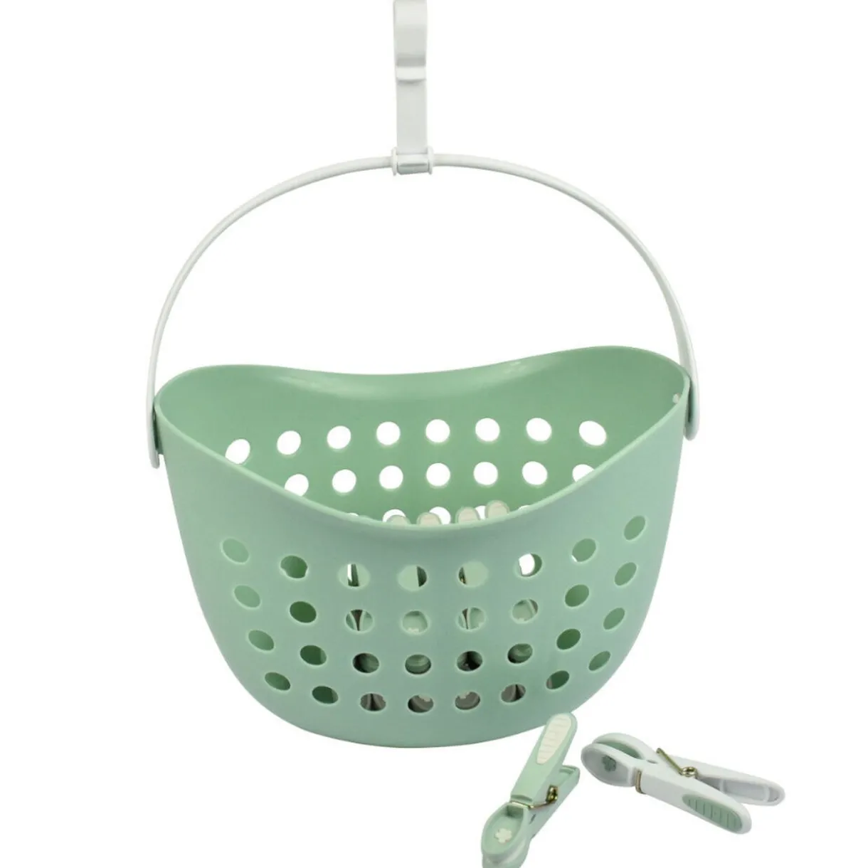 Entretien Du Linge|Gifi Panier avec 12 pinces à linge vert