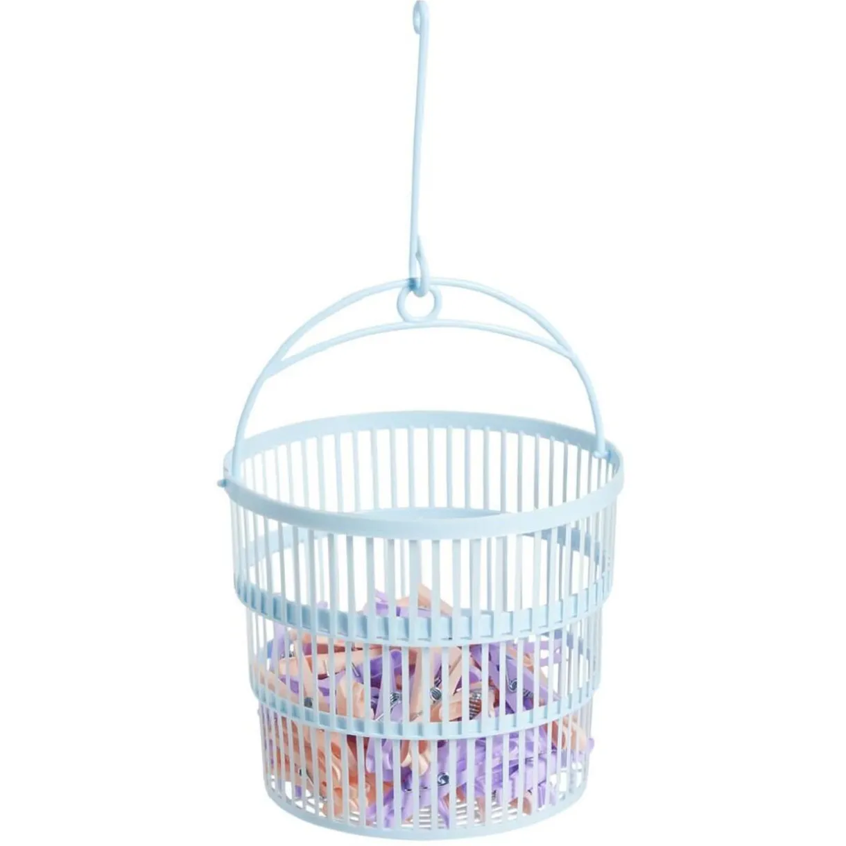 Entretien Du Linge|Gifi Panier avec 50 pinces à linge bleu - Ø20xH.17cm