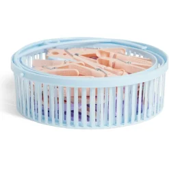 Entretien Du Linge|Gifi Panier avec 50 pinces à linge bleu - Ø20xH.17cm