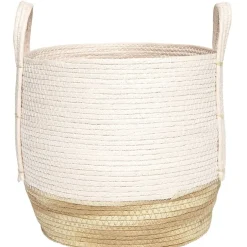 Rangement|Gifi Panier déco Bora Bora naturel et rose grand modèle