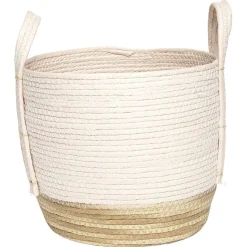 Rangement|Gifi Panier déco Bora Bora naturel et rose modèle moyen