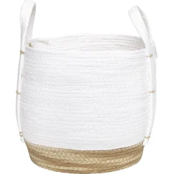 Rangement|Gifi Panier déco Bora Bora naturel et blanc modèle moyen