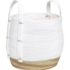 Rangement|Gifi Panier déco Bora Bora naturel et blanc modèle moyen