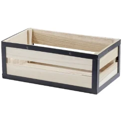 Rangement|Gifi Panier déco caisse en bois naturel et noir petit modèle