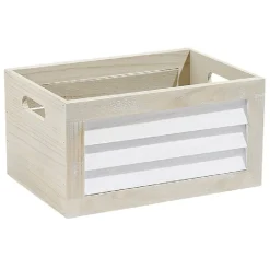 Rangement|Gifi Panier déco caisse en bois naturel et blanc modèle moyen