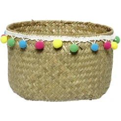 Rangement|Gifi Panier déco tressé avec pompons Ø 20 cm