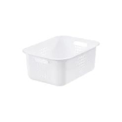 Rangement|Gifi Panier de rangement en plastique blanc ajouré 10 L