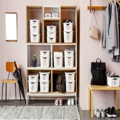 Rangement|Gifi Panier de rangement en plastique blanc ajouré 10 L