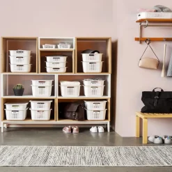 Rangement|Gifi Panier de rangement en plastique blanc ajouré 10 L