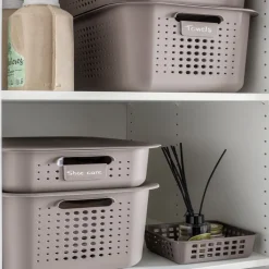 Rangement|Gifi Panier de rangement en plastique noir ajouré 13 L