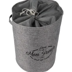 Entretien Du Linge|Gifi Panier de rangement rond design Laundry gris anthracite