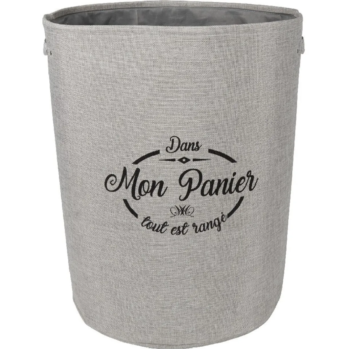 Entretien Du Linge|Gifi Panier de rangement rond design Laundry gris clair