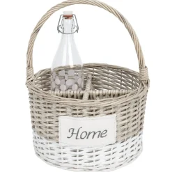 Rangement|Gifi Panier osier porte bouteilles blanc et naturel