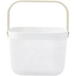Rangement|Gifi Panier plastique avec anse blanc et naturel - L24 x l24 x H18 cm