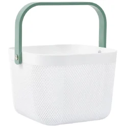 Rangement|Gifi Panier plastique avec anse blanc et vert - L24 x l24 x H18 cm