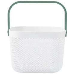 Rangement|Gifi Panier plastique avec anse blanc et vert - L24 x l24 x H18 cm