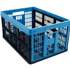 Rangement|Gifi Panier pliable en plastique bleu et noir 45L